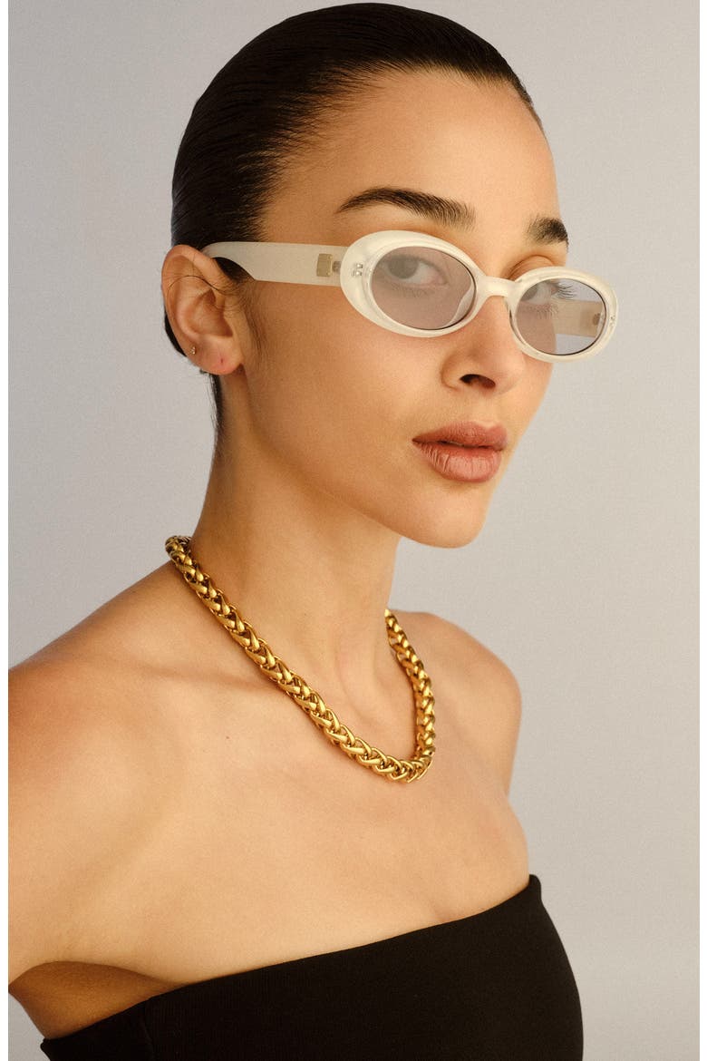 Work It 53mm Oval Sunglasses, Alternate, color, VANILLA PEARL / SMOKE TINT