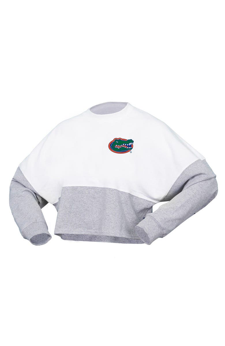 SPIRIT JERSEY Women's Spirit Jersey  White Florida Gators Heather Block Cropped Long Sleeve Jersey T-Shirt, Alternate, color, White