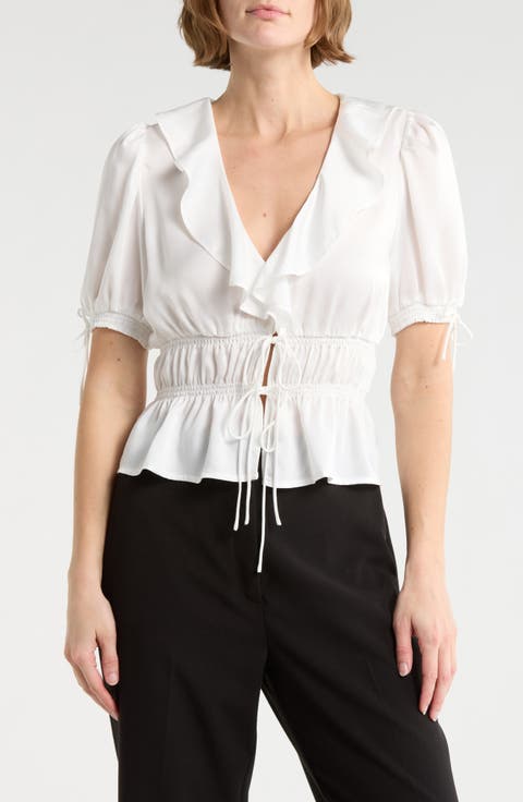 Ruffle Tie Front Top