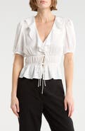 WAYF Ruffle Tie Front Top