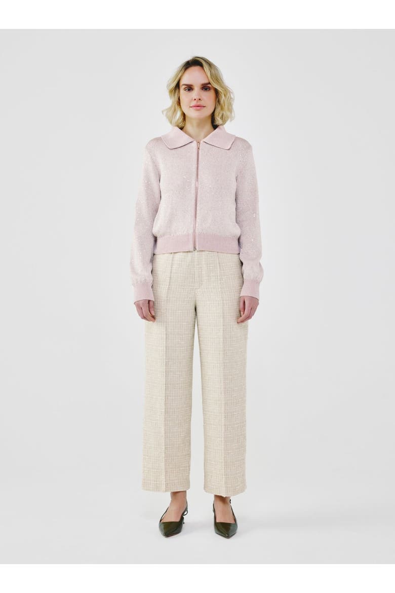 Sequin-Kissed Cotton Cardigan, Alternate, color, Dusty Pink