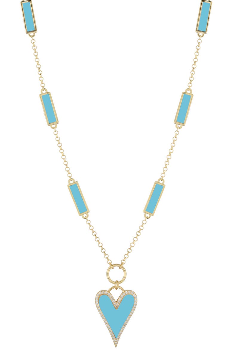 SPHERA MILANO 14K Yellow Gold Vermeil CZ Enamel Heart Pendant Necklace, Main, color, Yellow Gold