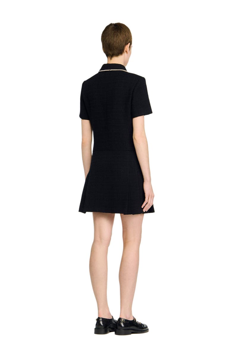 SANDRO Short buttoned tweed dress, Alternate, color, Black