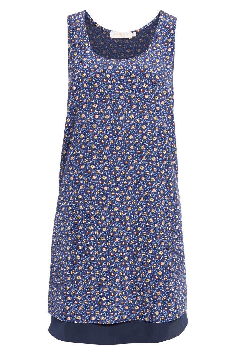 Sydney Sleeveless Silk Dress, Alternate, color, BLUE WILD PANSY