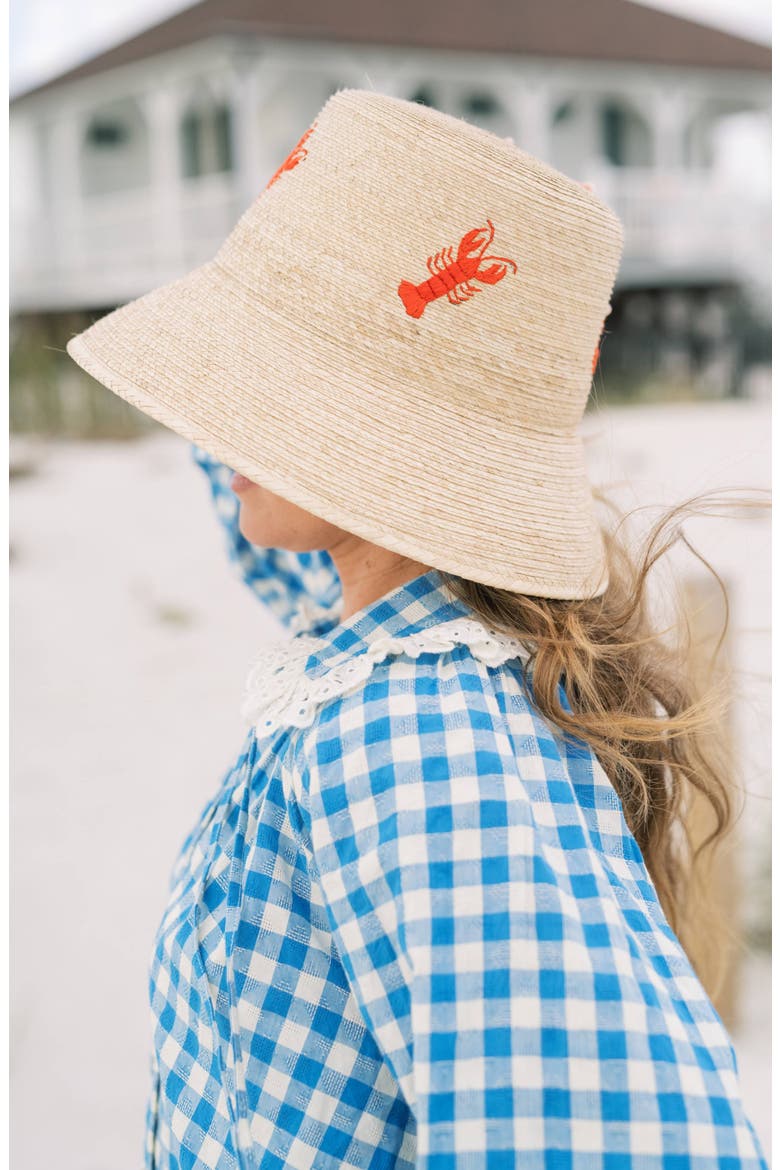 Lobster Embroidered UPF 50+ Bucket Hat, Alternate, color, RED