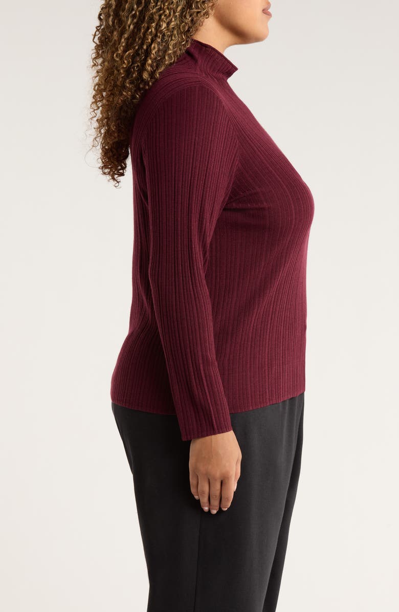Eileen Fisher Rib Turtleneck Wool Sweater, Alternate, color, Wine