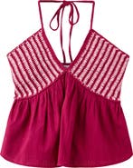 MANGO TEEN Mixed Media Cotton Crochet Halter Top