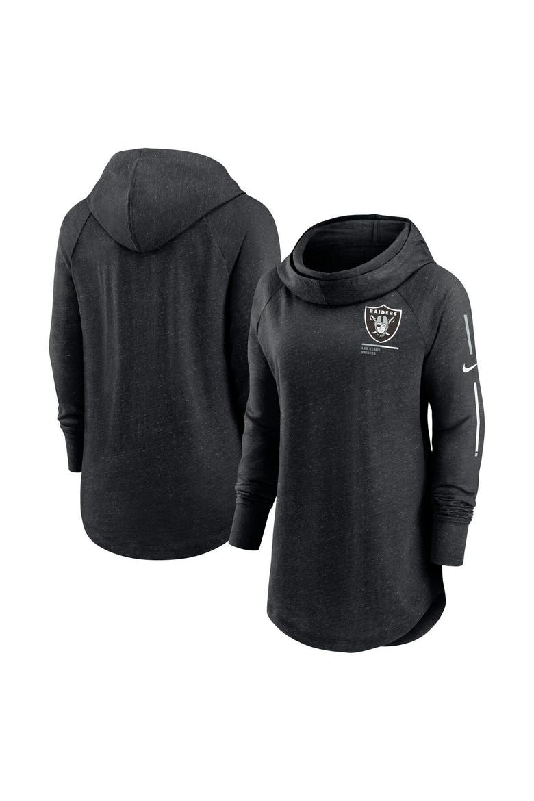 Women's Nike Black Las Vegas Raiders Minimal Statement Lightweight Raglan Funnel Neck Pullover Hoodie, Alternate, color, Black