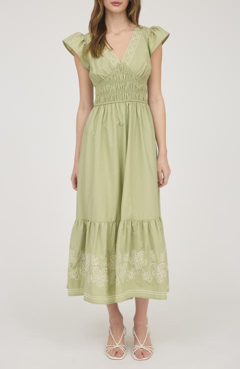 Ruffle Sleeve Midi Dress