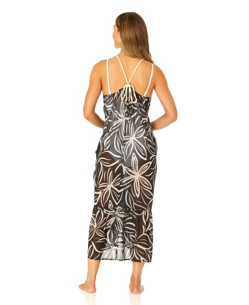 Anne Cole Adjustable Maxi Dress With Seashell Trim Cover Up In Meteorite