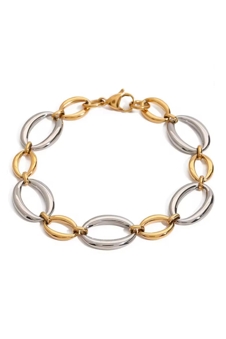 Mixed Metallic Oval Link Bracelet, Main, color, GOLD/ SILVER