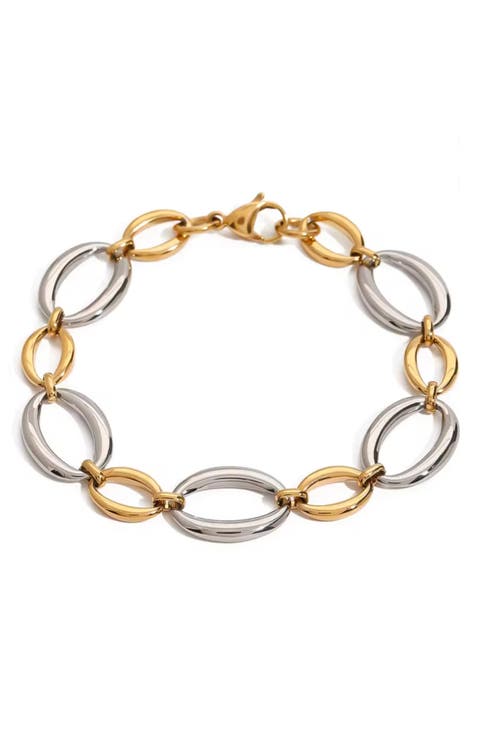 Mixed Metallic Oval Link Bracelet