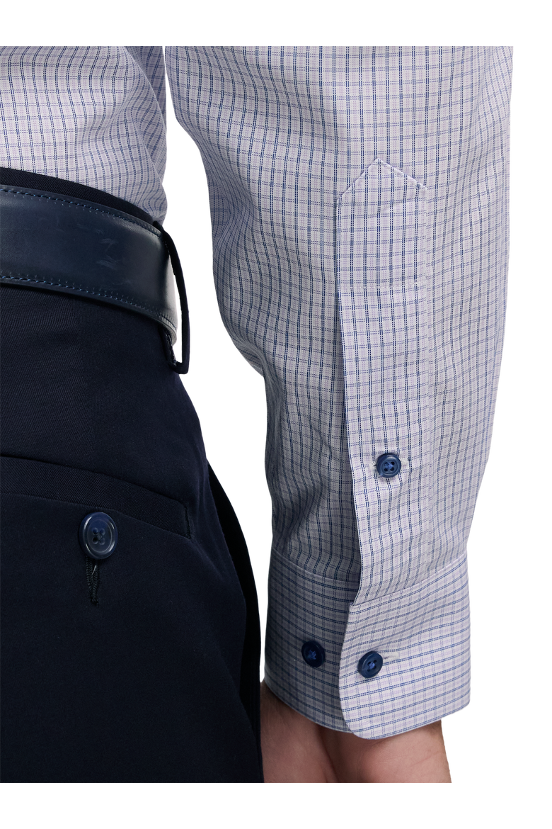 Cotton Buttondown Collar Pinpoint Classic Contrast Trim Button Cuff Long Sleeve, Alternate, color, Purple