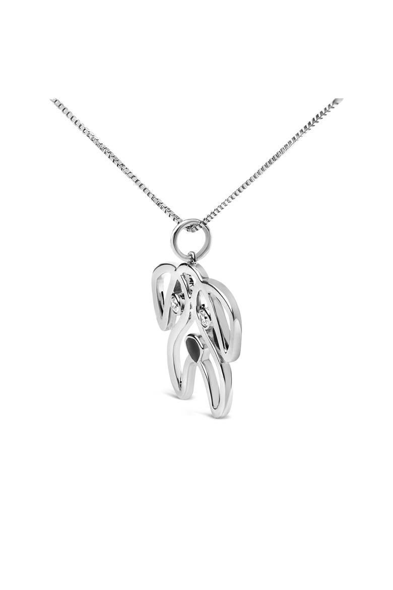 Silver Diamond Accent Pug Dog Pendant Necklace, Alternate, color, White