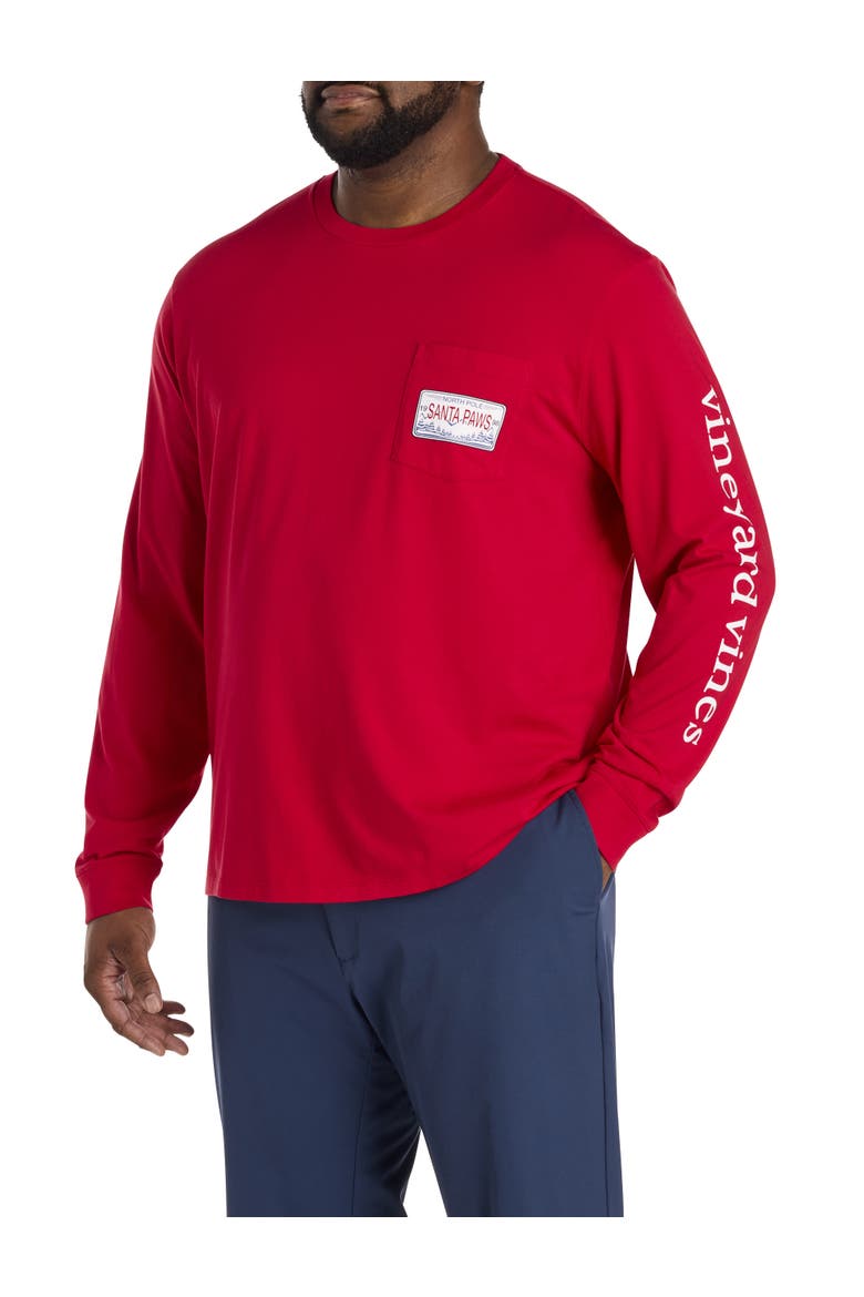 Big & Tall Santa Paws Long-Sleeve Graphic T-Shirt, Alternate, color, RED VELVET