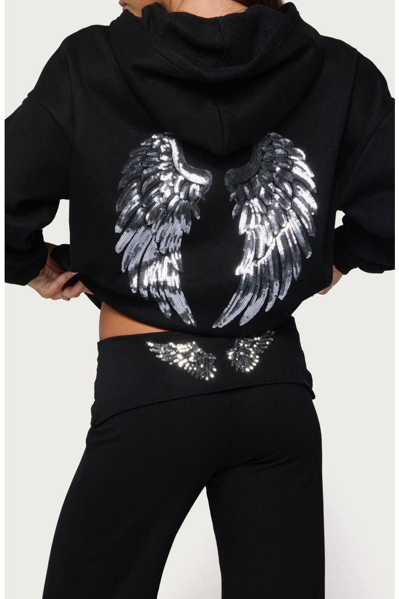 Angel Energy Sequin Hoodie, Alternate, color, BLACK