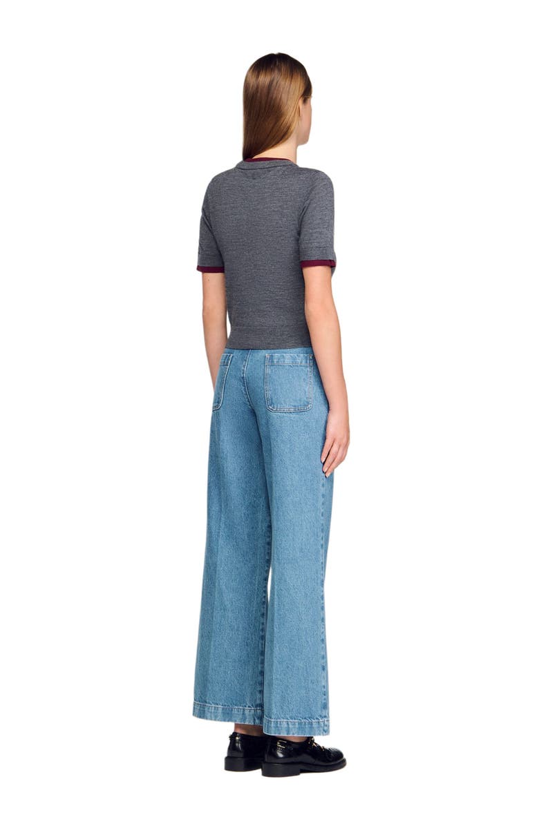 SANDRO Two-tone cropped sweater, Alternate, color, Grey