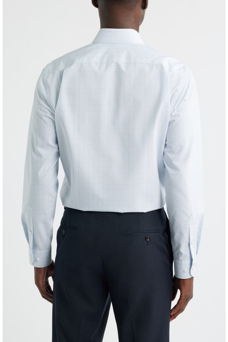 Trim Fit Check Non Iron Cotton Dress Shirt, Alternate, color, BLUE PIPER PLAID