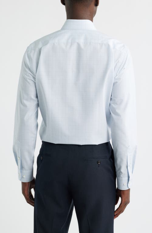 Nordstrom Trim Fit Check Non Iron Cotton Dress Shirt In Blue