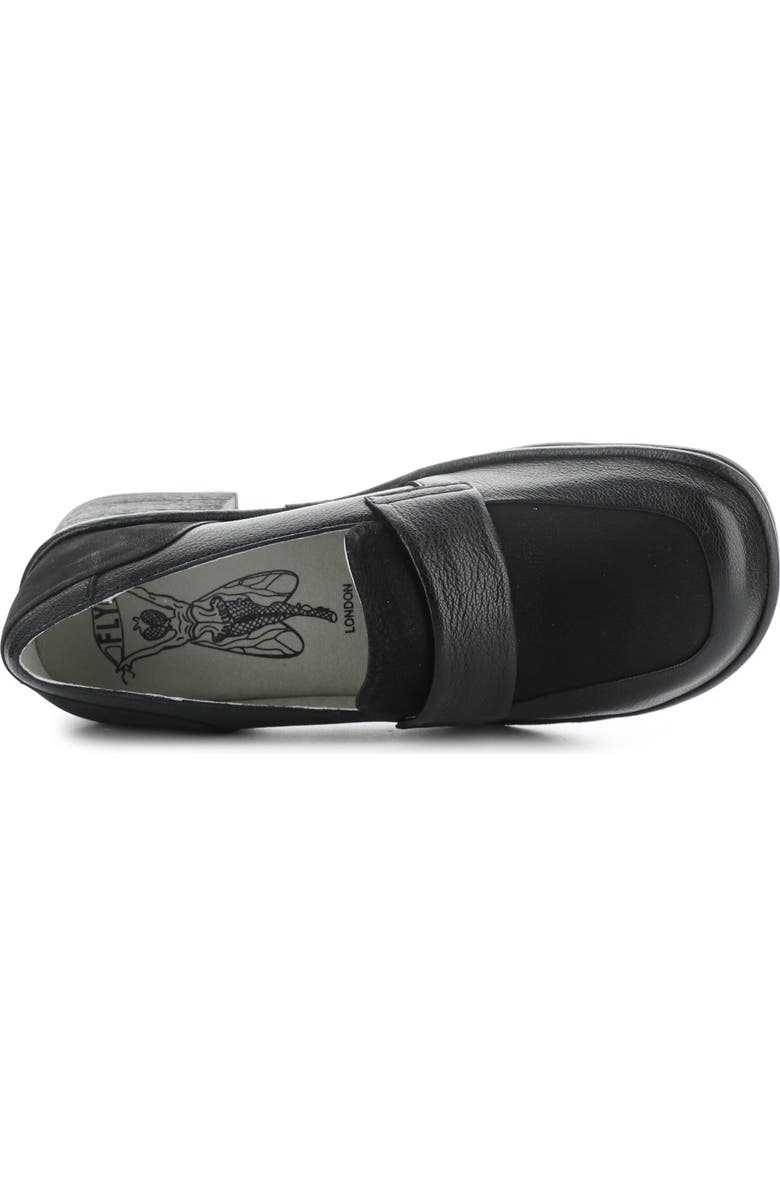 Fly London Elam Block Heel Loafer, Alternate, color, Black