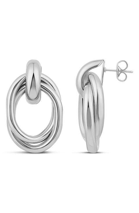 Twisted Oval Drop Earrings