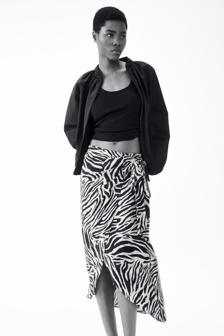 Wrap Skirt, Alternate, color, Beige/zebra print