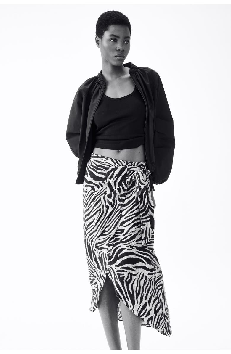H&M Wrap Skirt, Alternate, color, Beige/Zebra Print