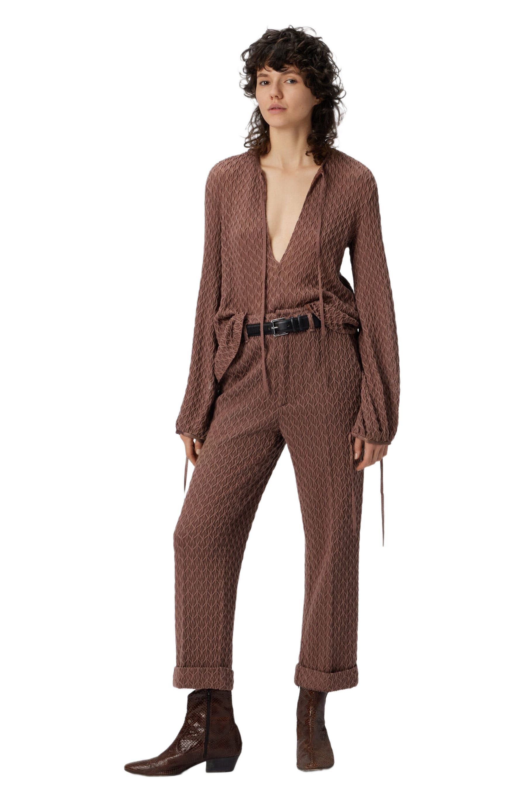 Crew Neck Blouse In Wool Blend