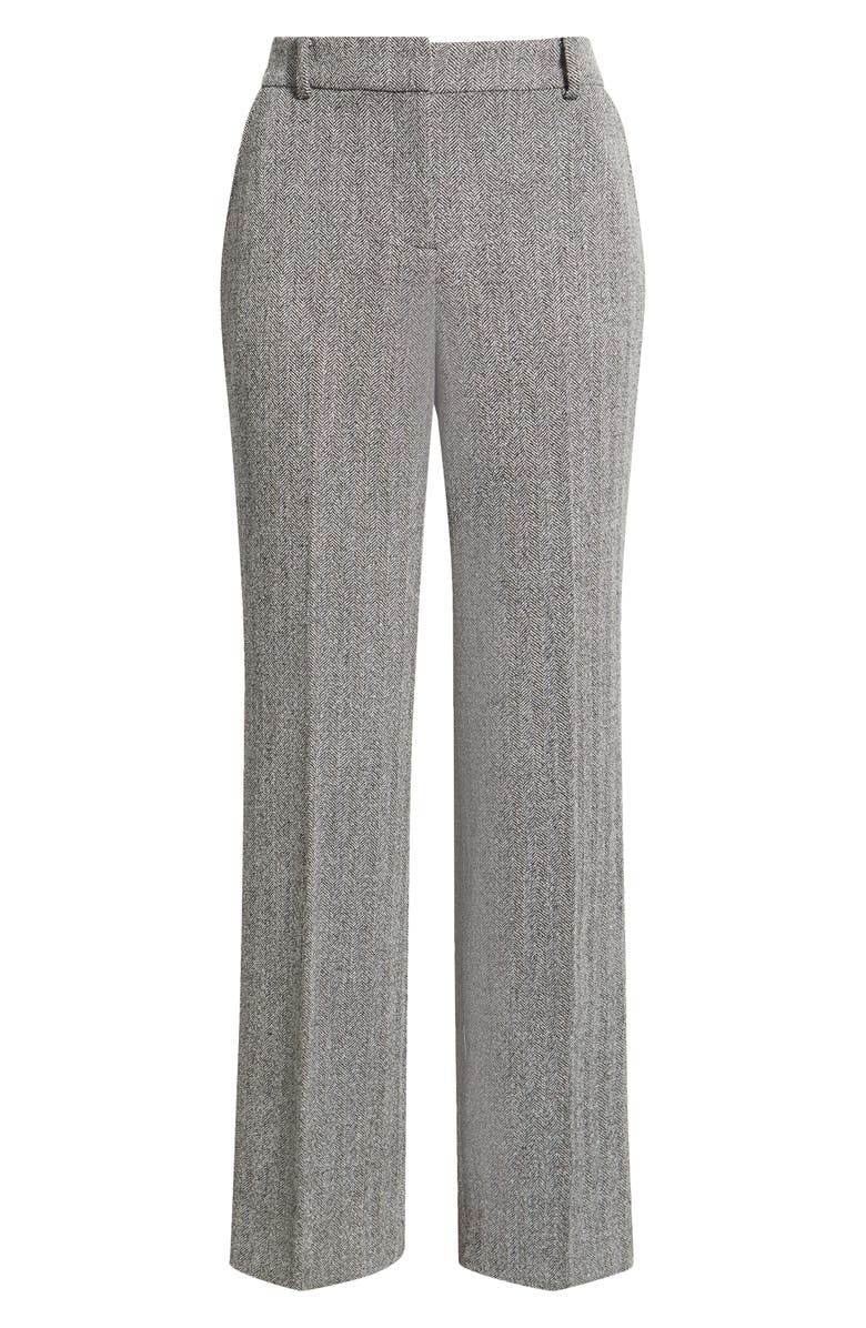 Anne Klein Herringbone Straight Leg Pants, Alternate, color, Anne Black/ White Dove