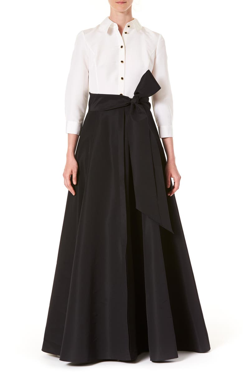 Carolina Herrera Icon Two-Tone Taffeta Trench Gown, Main, color, 