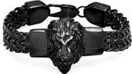 STEELTIME Men's Black IP Stainless Steel Lion Head Chain Bracelet