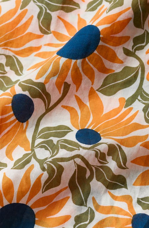 Seasalt Cornwall Garden Gate Floral Organic Cotton Voile Top In Orange