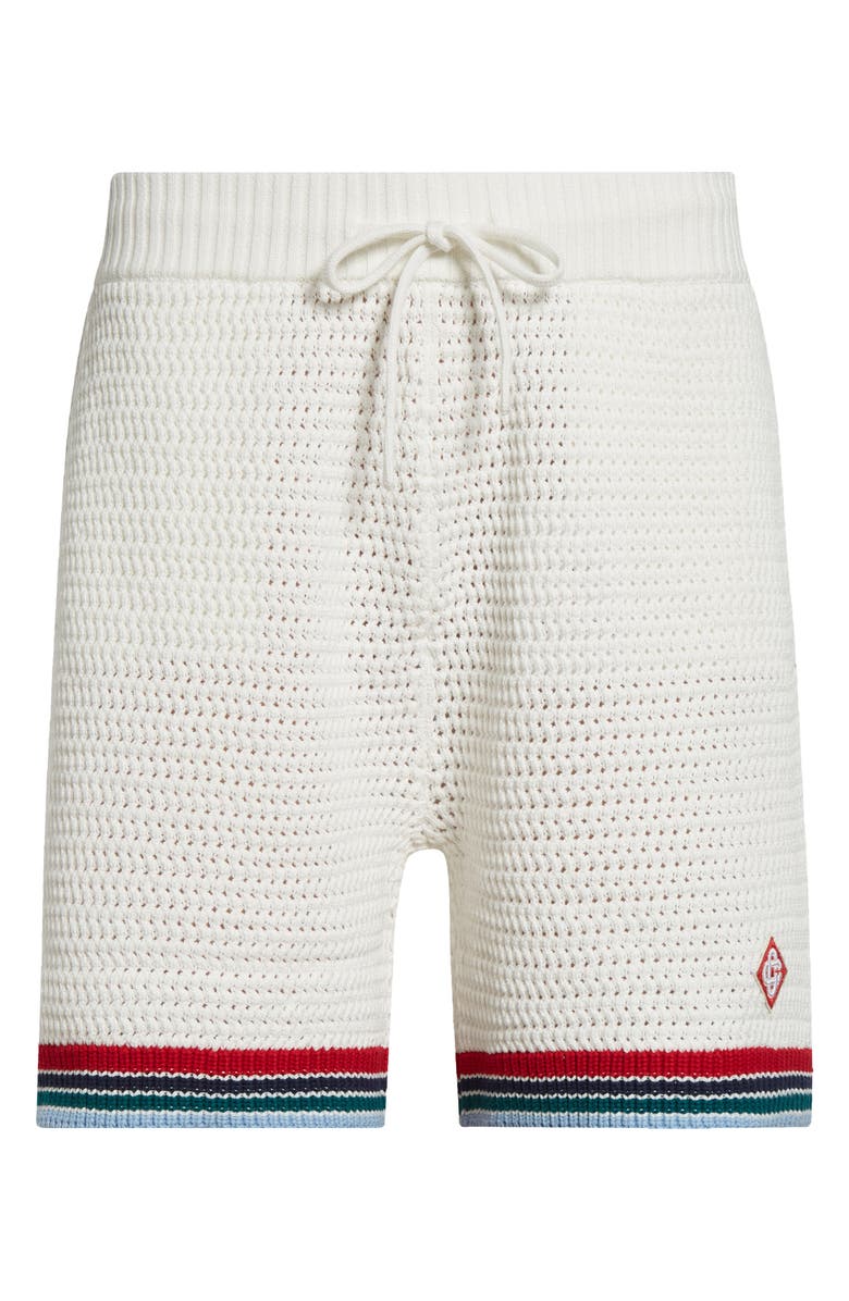 Casablanca Sporty Faux Crochet Cotton Shorts, Alternate, color, 