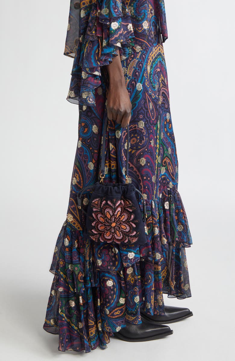 Etro Kalispera Beaded Suede Shoulder Bag, Alternate, color,