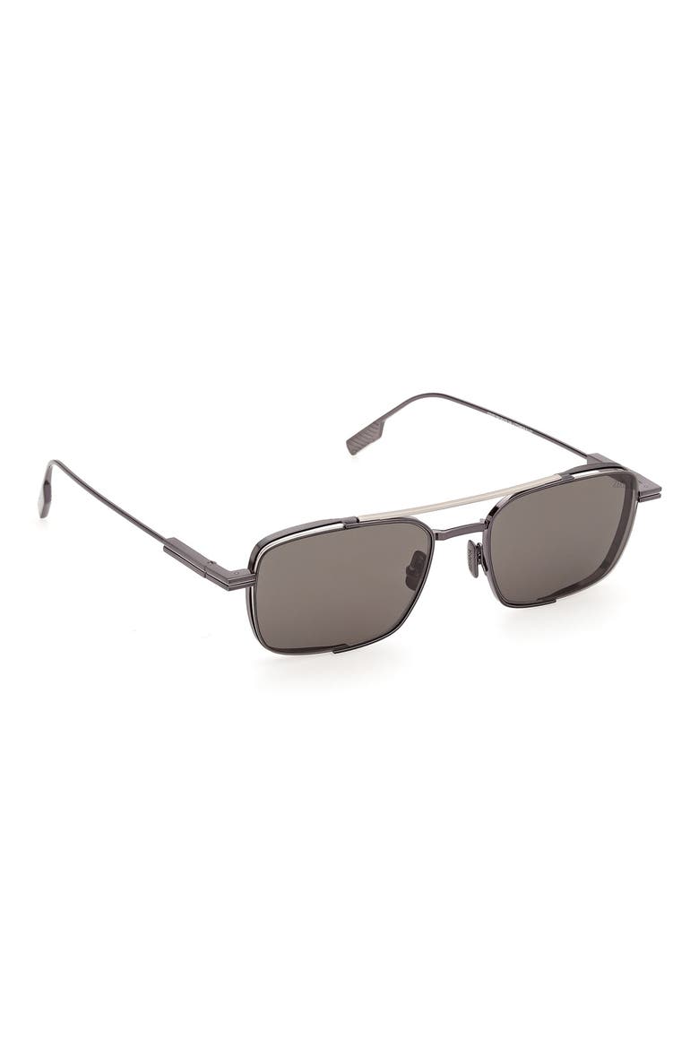 54mm Rectangular Sunglasses, Alternate, color, SATIN GUNMETAL / PALLADIUM