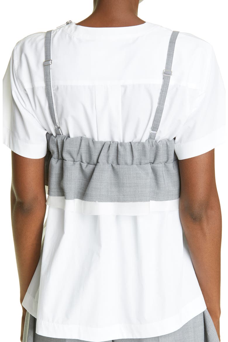 Poplin Top with Removable Bralette, Alternate, color, LIGHT GREY/ WHITE