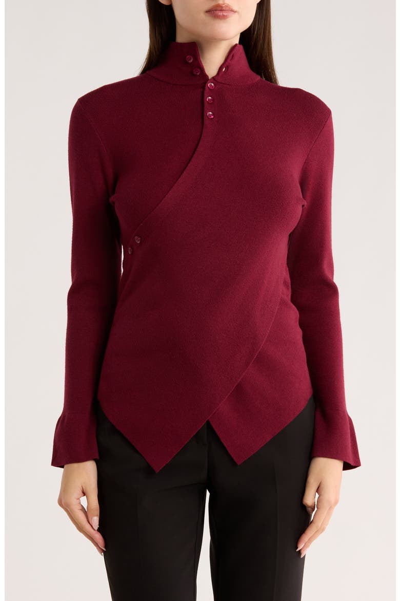 Henley Criss Cross Sweater, Main, color, BURGUNDY