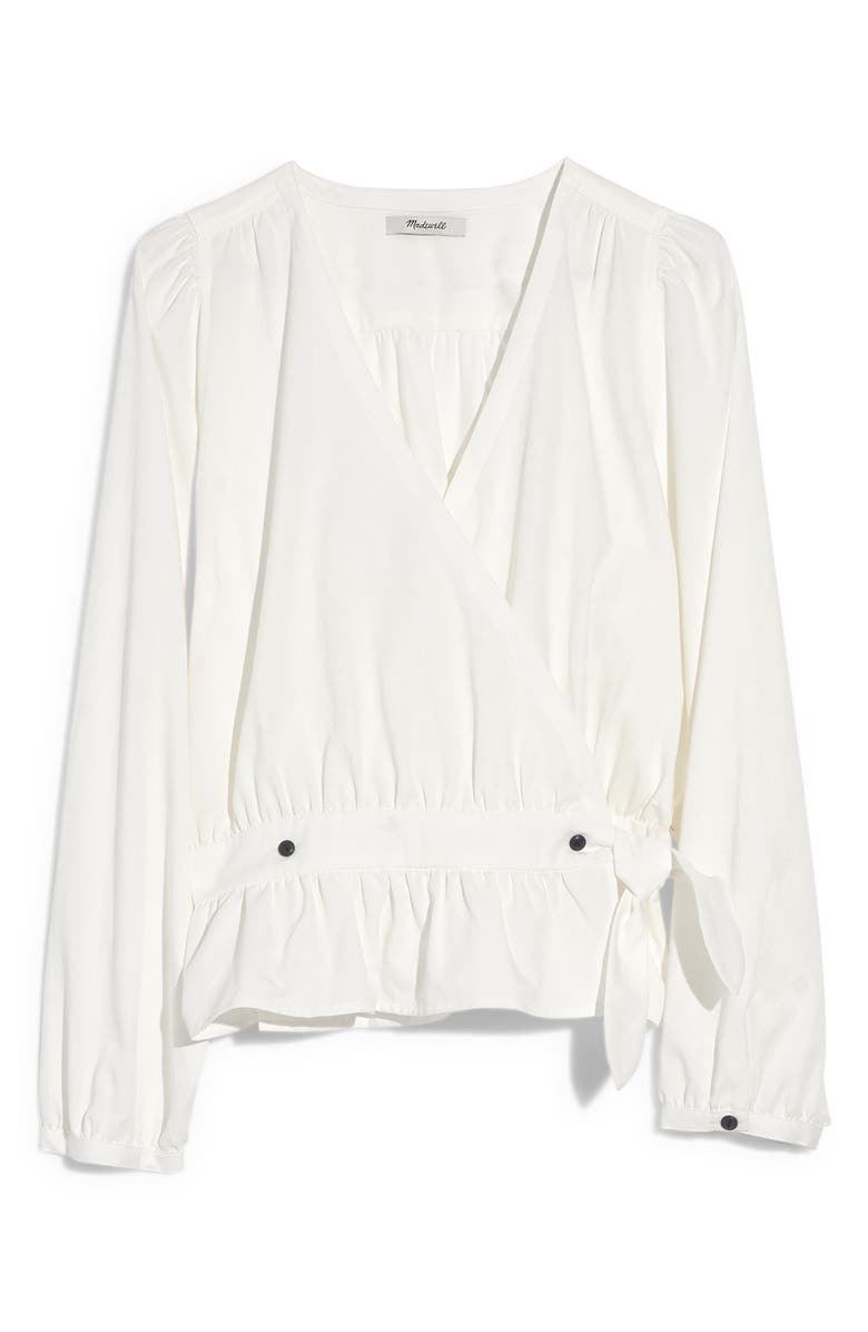Madewell Puff Sleeve Peplum Wrap Top, Alternate, color, 