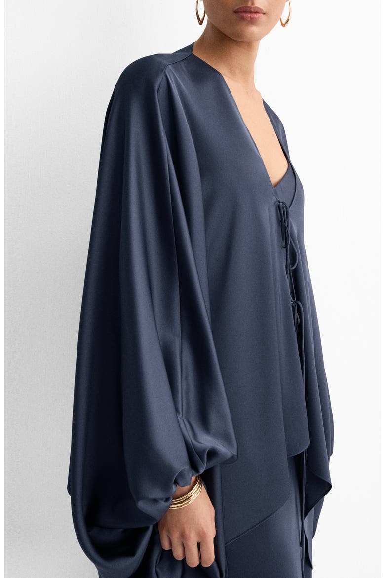 Puff Sleeve Satin Top, Alternate, color, NIGHT BLUE