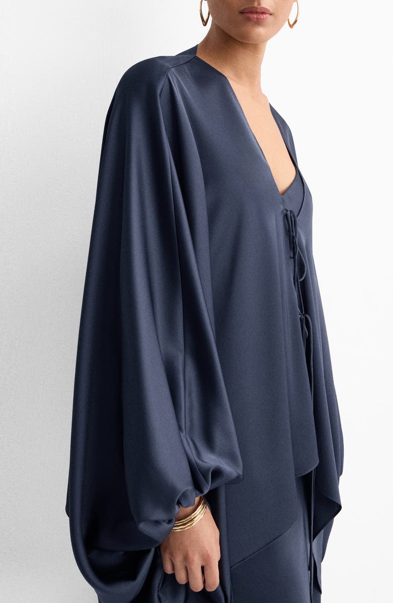 MANGO Puff Sleeve Satin Top, Alternate, color,