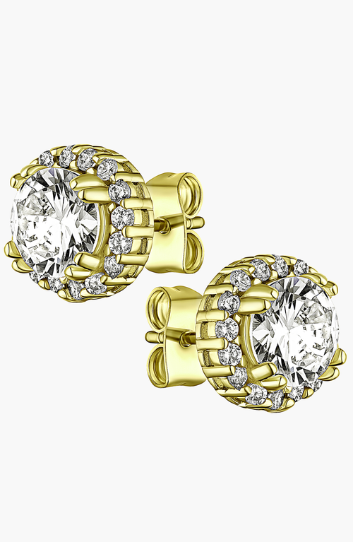 Lovery 14k Gold Earring And Bath Bomb Gift Set In Halo Cubic Zirconia Stud
