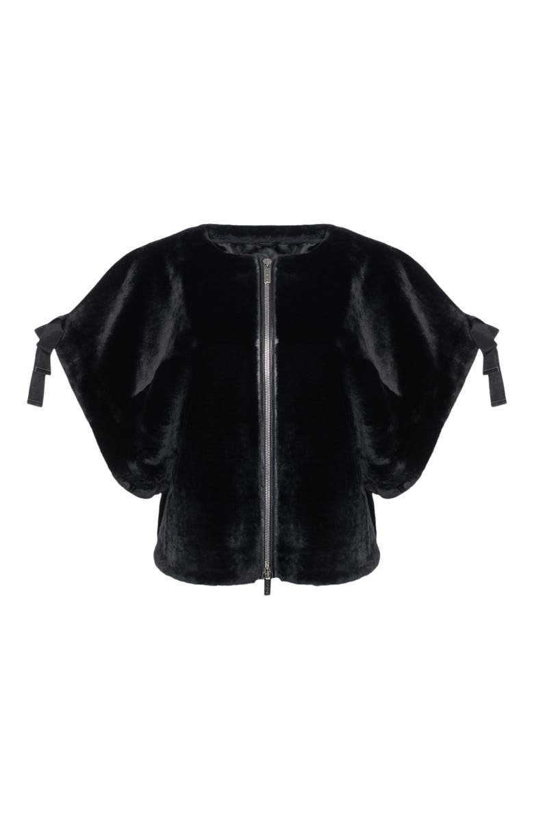 GORSKI Shearling Lamb Jacket, Short Sleeve, Alternate, color, Black