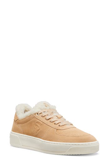 Stuart Weitzman Courtside Genuine Shearling Sneaker In Neutral