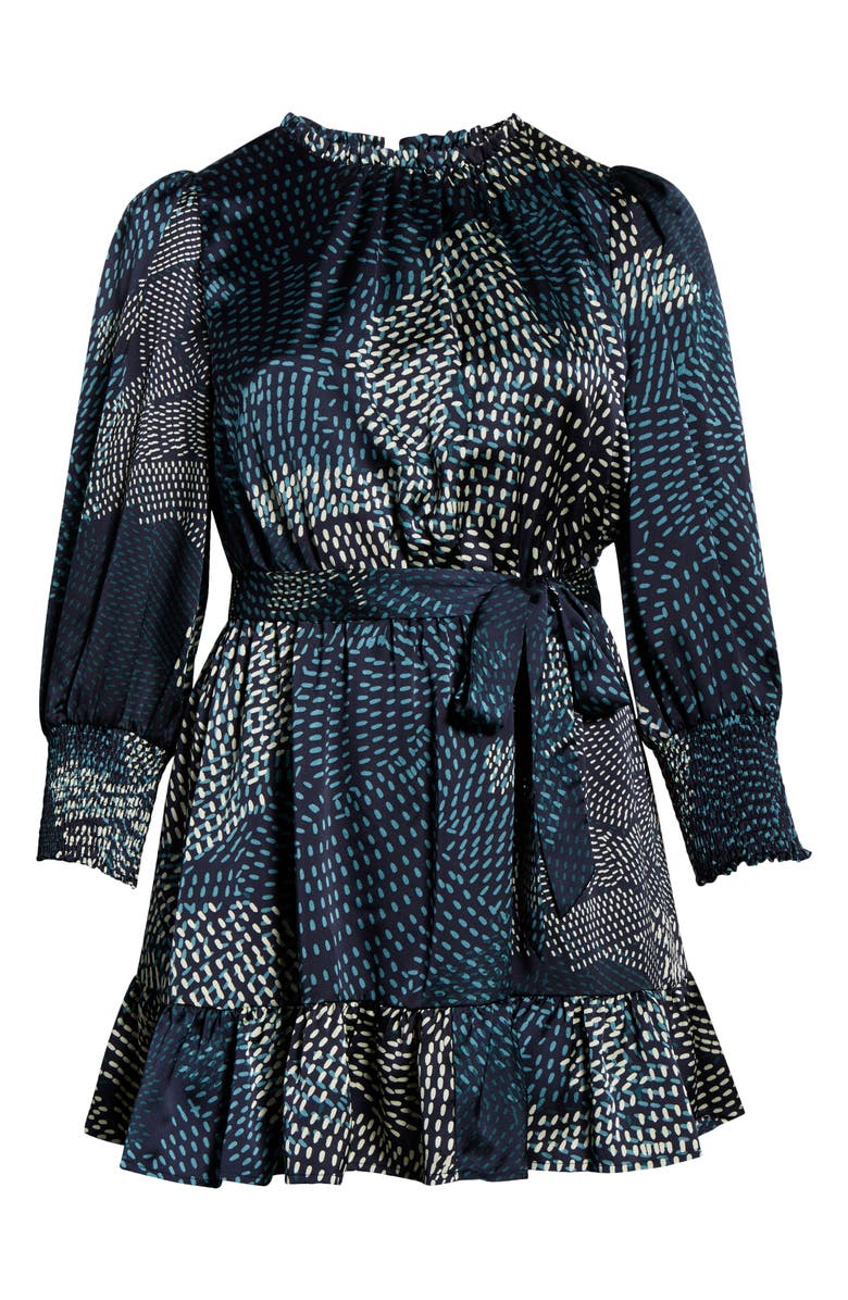 SUGARLIPS Kirby Geometric Sevilla Satin Long Sleeve Dress, Alternate, color, 