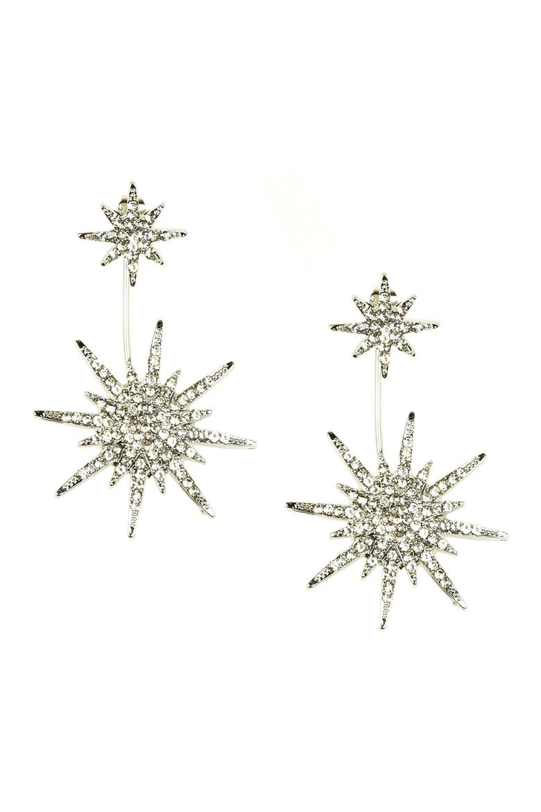 Northstar CZ Drop Earrings, Main, color, SILVER