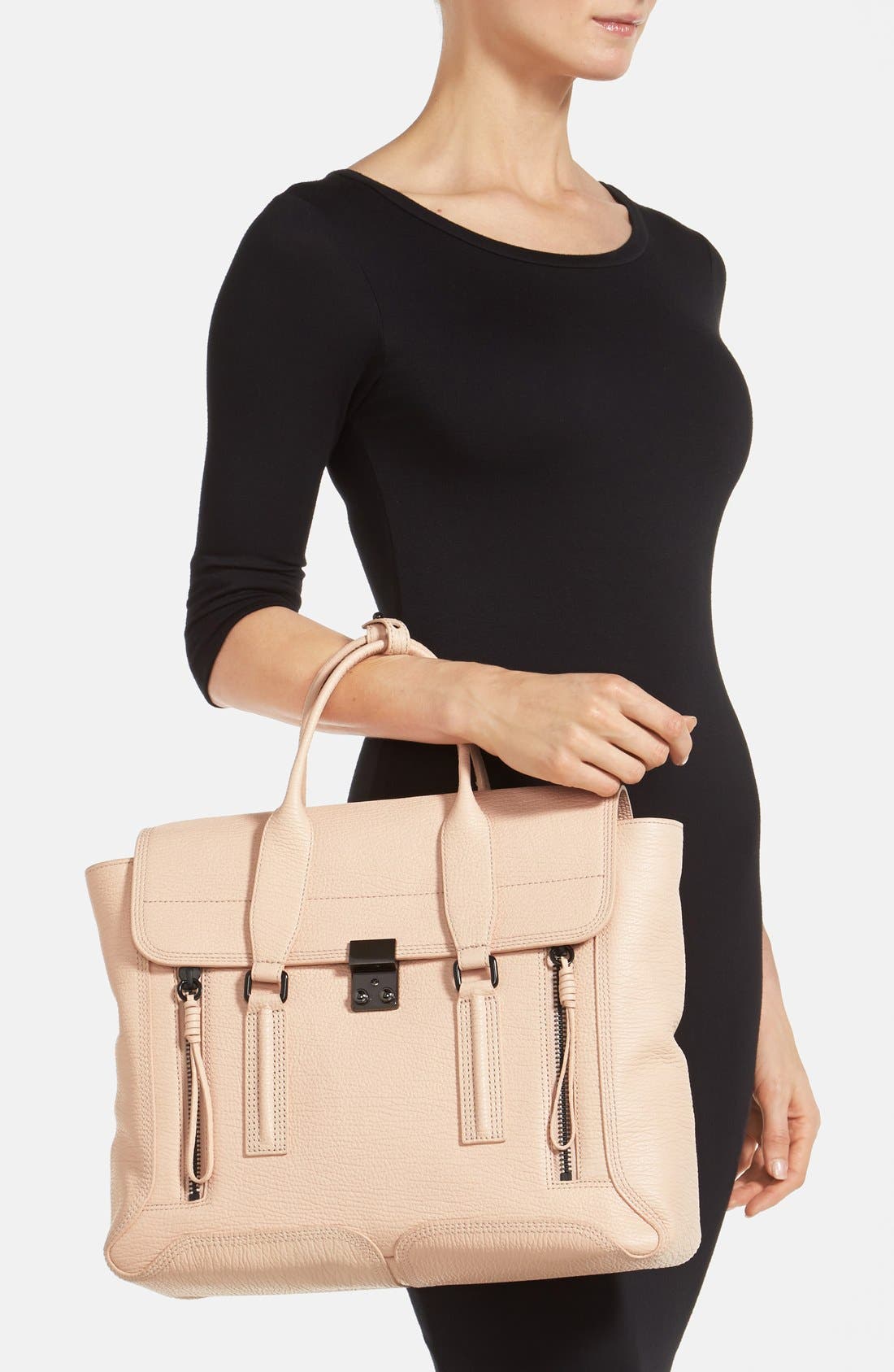 'Pashli' Leather Crossbody Satchel, Alternate, color, BLUSH
