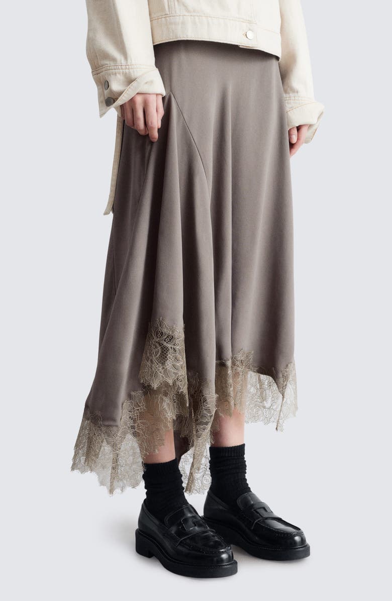 & Other Stories Lace Trim Handkerchief Hem Midi Skirt, Alternate, color, 