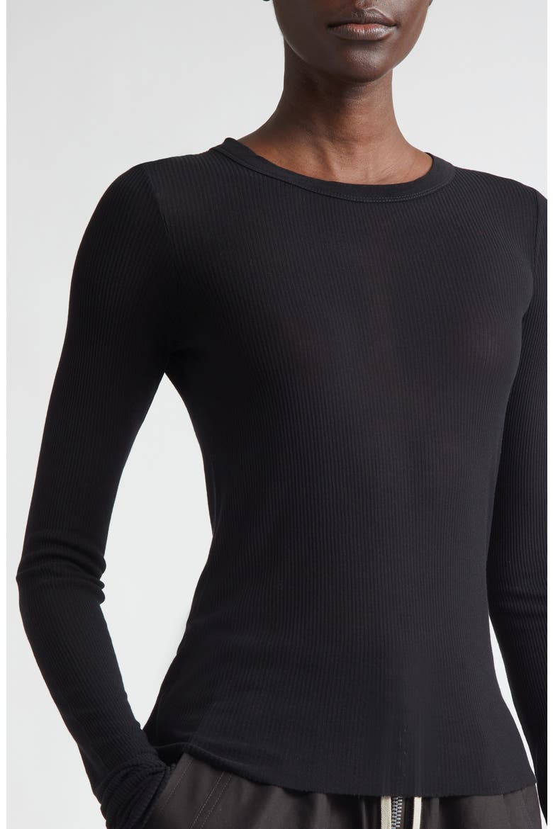 Crop Rib Long Sleeve T-Shirt, Alternate, color, BLACK