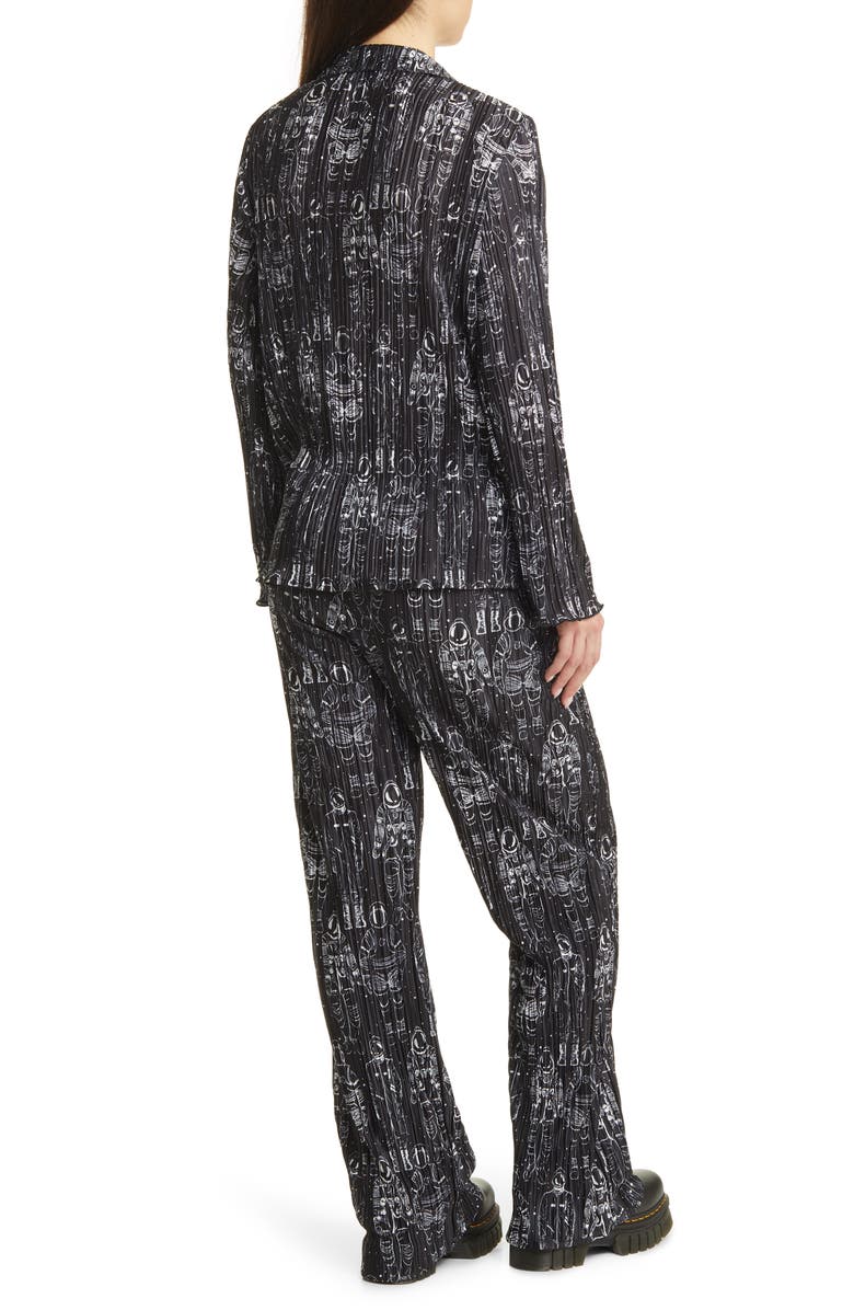 Dressed in Lala Interstellar Astronauts Long Sleeve Plissé Top & High Waist Pants, Alternate, color, Interstellar Astronauts