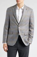Jack Victor Midland Contemporary Fit Plaid Slub Wool & Silk Blend Sport Coat